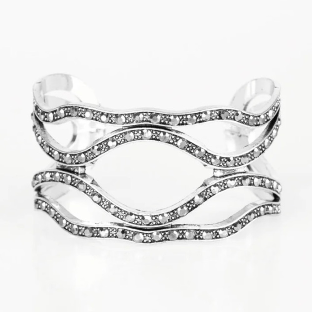 Paparazzi - Speaks Volumes  - Silver Frame Hematite Rhinestone Cuff Bracelet